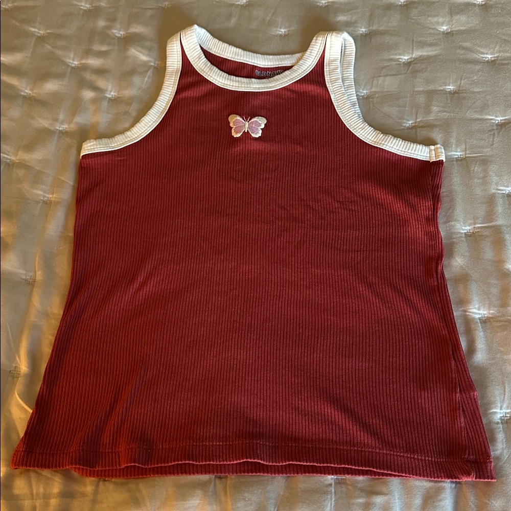 Old Navy Red Tank Top with Butterfly Accent